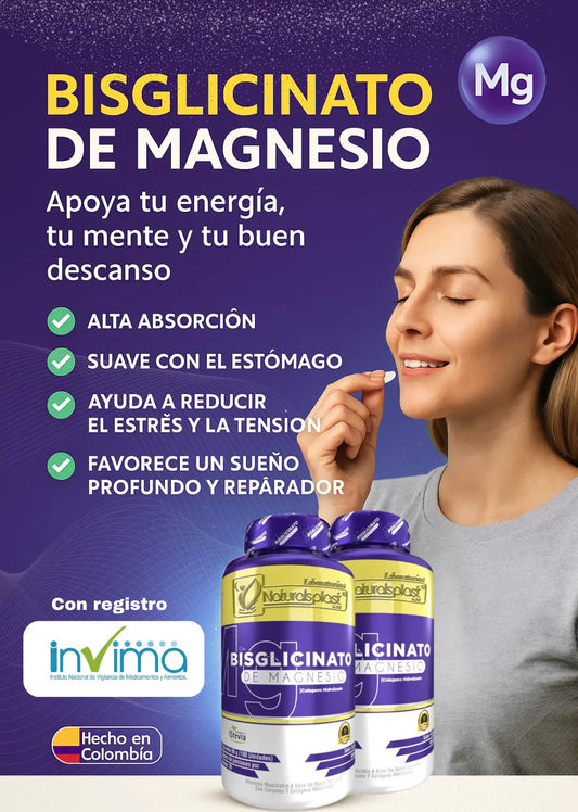 Magnesio Bisglicinato 100% Puro | 100 pastillas de alta Absorción y Máxima Relajación
